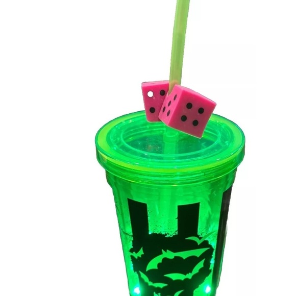 Disney Parks Oogie Boogie Bash Tumbler 2022 Light Up Cup Dice Straw DCA NEW - Picture 4 of 6